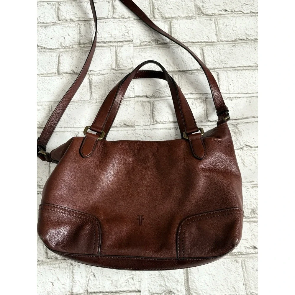 Frye Claude Cognac Leather Satchel‎ Brown Large Bag-MSRP $428